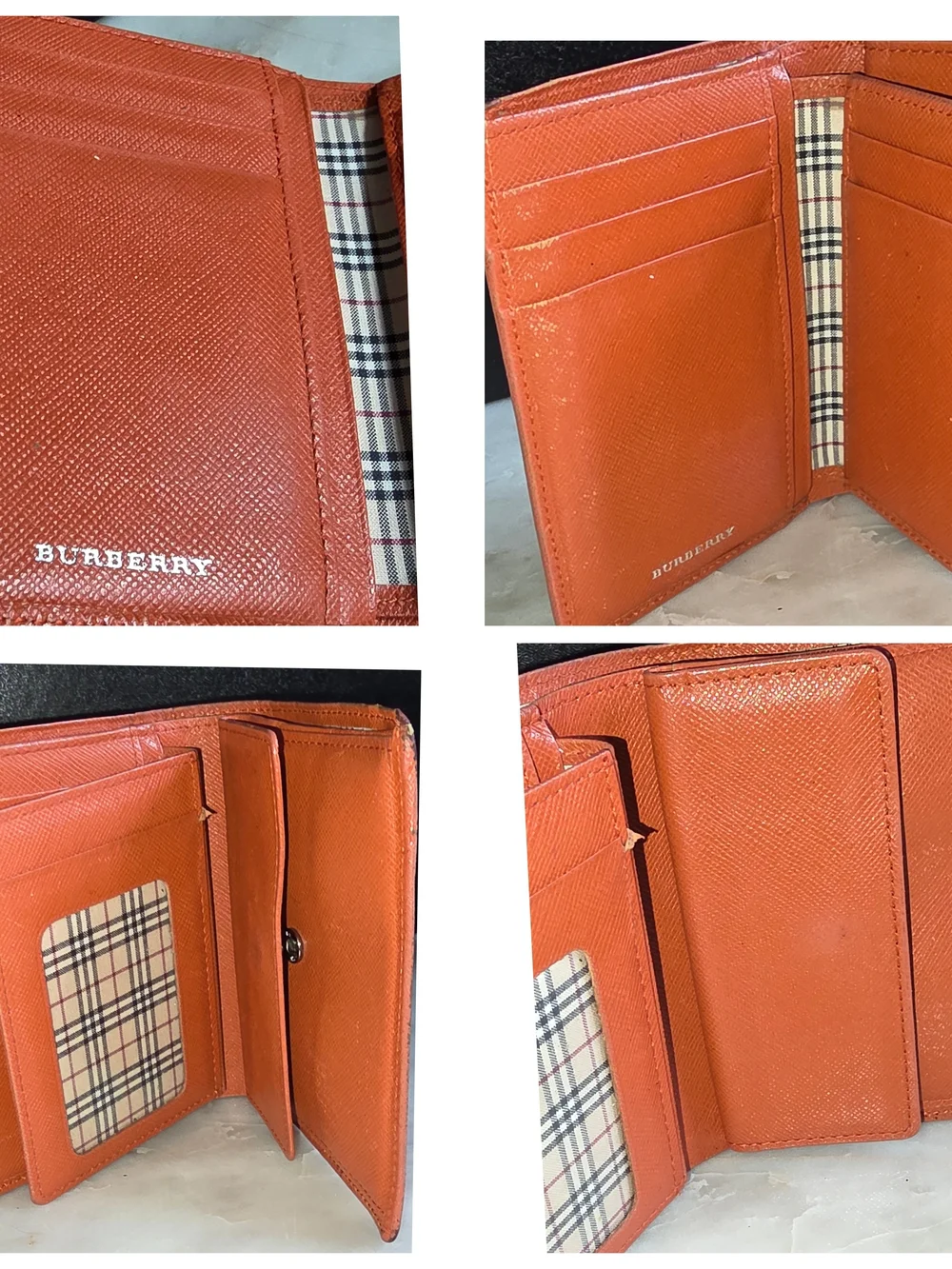 Burberry Coral Orange Saffiano Leather Bifold Wallet - Picture 6 of 7